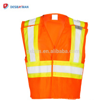 Vêtement réfléchissant de sécurité de vêtements de travail en gros Veste de maille de construction de Viz avec 5 points de rupture ANSI classe 2 orange